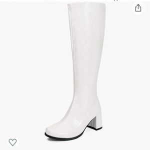 White knee high boots